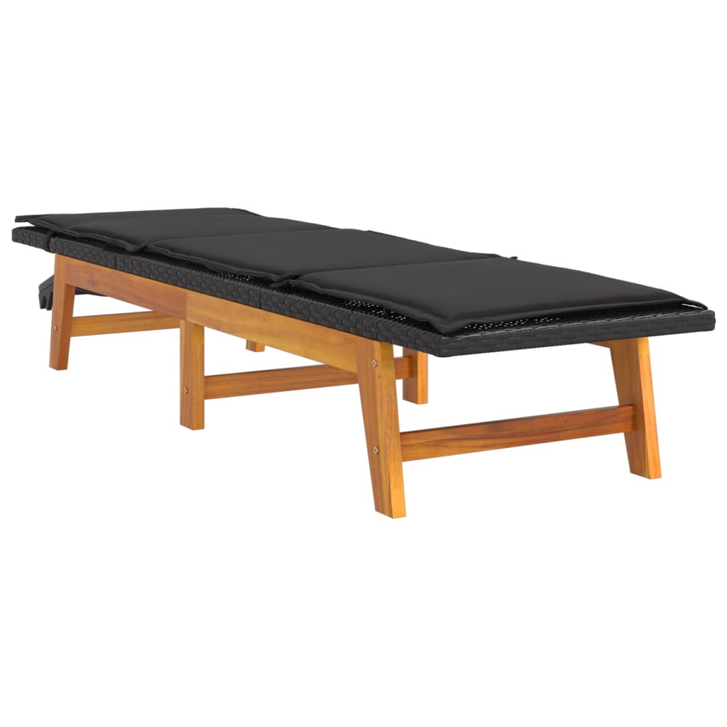 vidaXL Ξαπλώστρα από Συνθετικό Ρατάν & Μασίφ Ξύλο Ακακίας με Μαξιλάρι