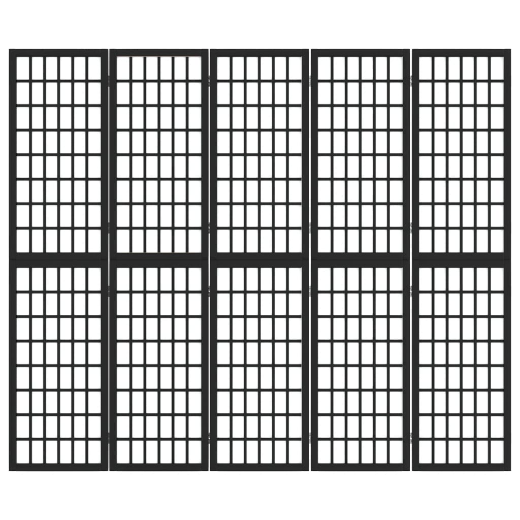 vidaXL Παραβάν Ιαπωνικού Στιλ με 5 Πάνελ Πτυσσόμενο Μαύρο 200x170 εκ.
