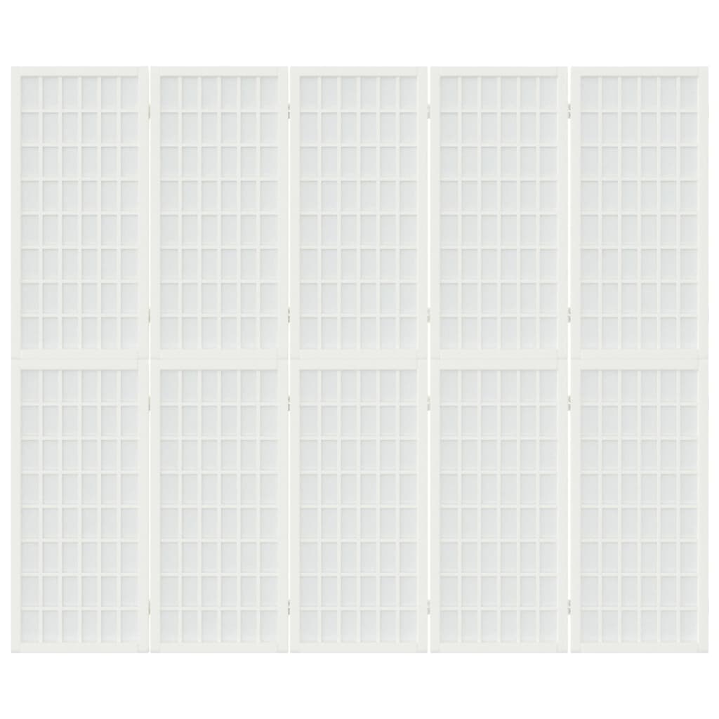 vidaXL Παραβάν Ιαπωνικού Στιλ με 5 Πάνελ Πτυσσόμενο Λευκό 200x170 εκ.