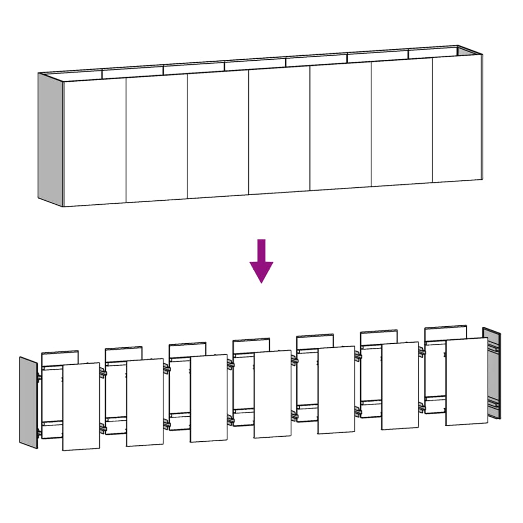 vidaXL Ζαρντινιέρα 280 x 40 x 80 εκ. από Ατσάλι Σκληρυθέν στον Αέρα