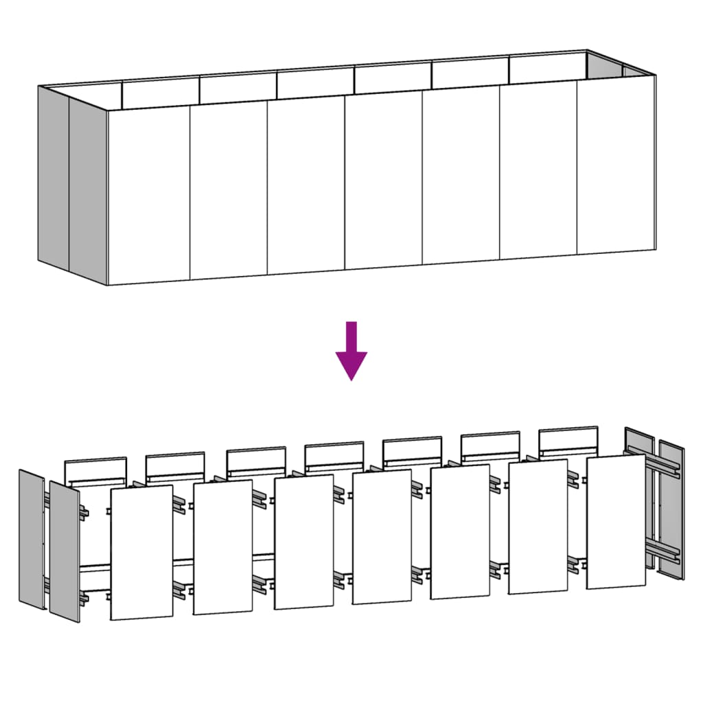 vidaXL Ζαρντινιέρα 280 x 80 x 80 εκ. από Ατσάλι Σκληρυθέν στον Αέρα
