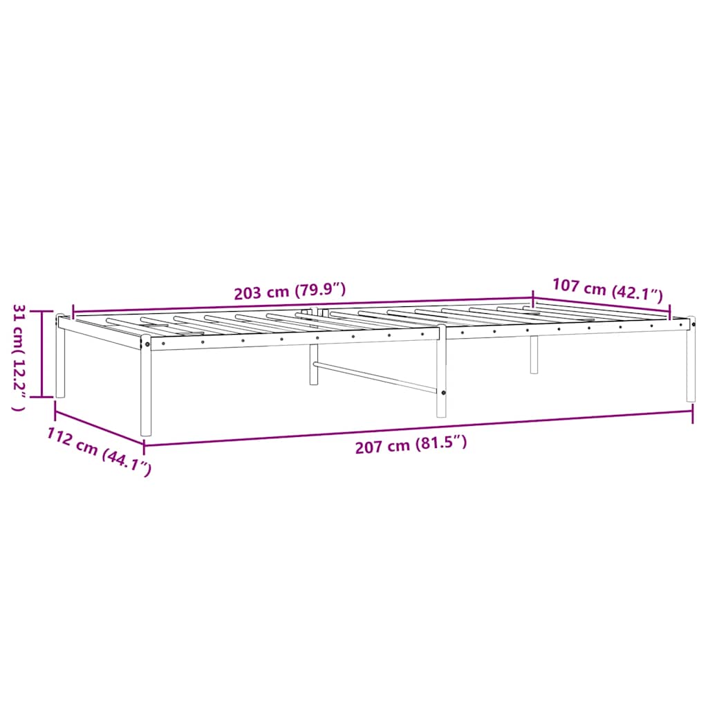 vidaXL Πλαίσιο Κρεβατιού Λευκό 107 x 203 εκ. Μεταλλικό