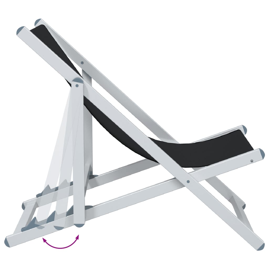 vidaXL Σεζλόνγκ Πτυσσόμενες 2 τεμ. Μαύρες από Αλουμίνιο και Textilene