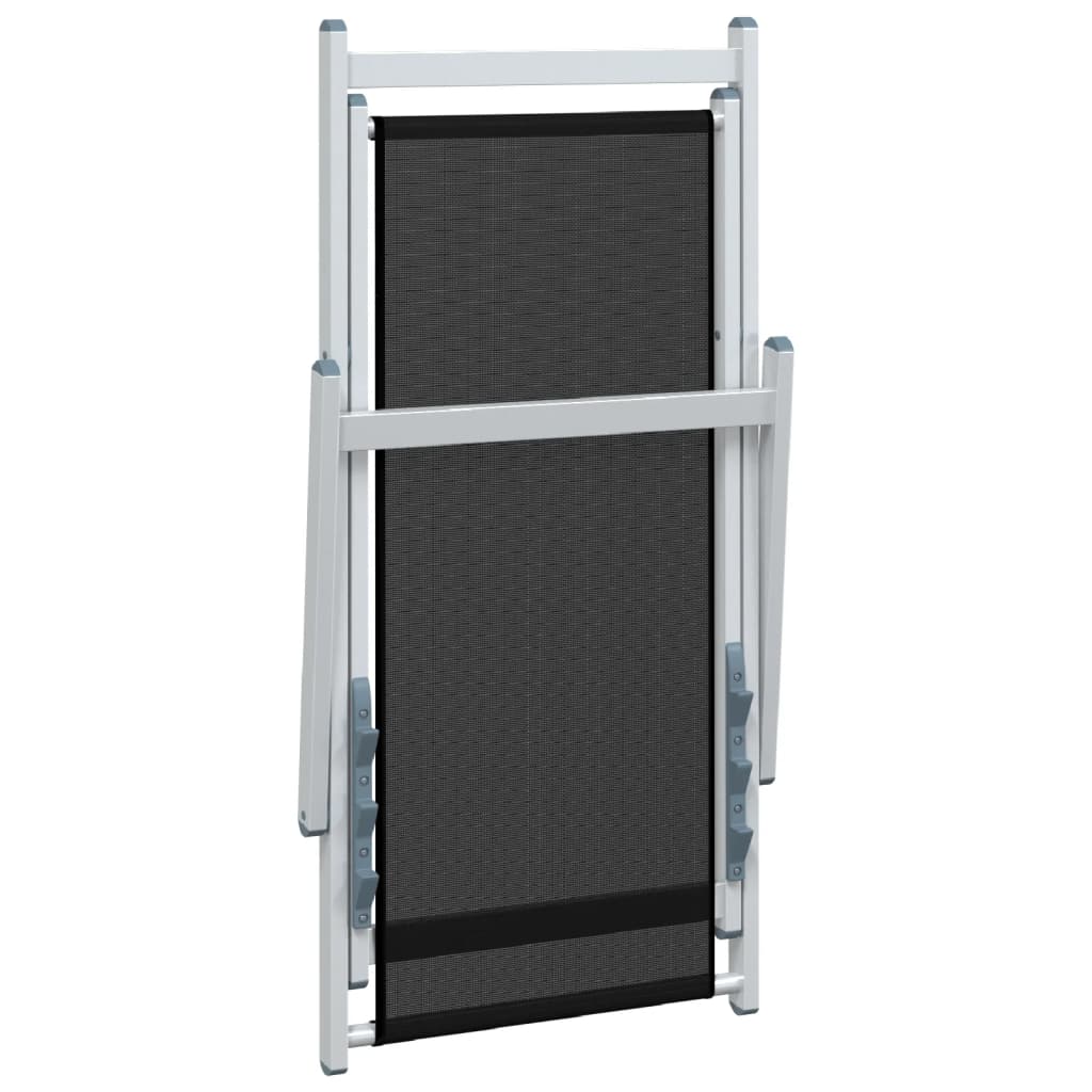 vidaXL Σεζλόνγκ Πτυσσόμενες 2 τεμ. Μαύρες από Αλουμίνιο και Textilene