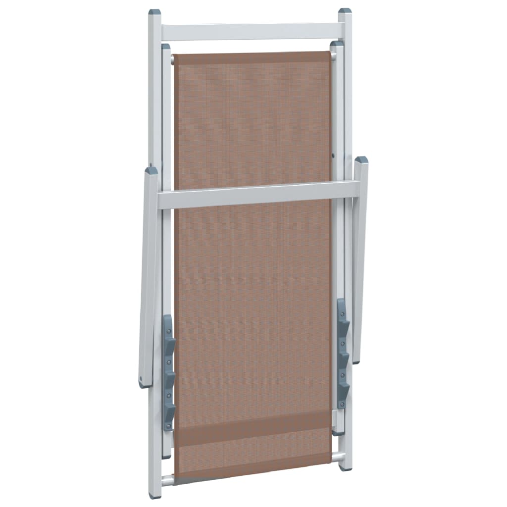 vidaXL Σεζλόνγκ Πτυσσόμενες 2 τεμ. Καφέ από Αλουμίνιο και Textilene