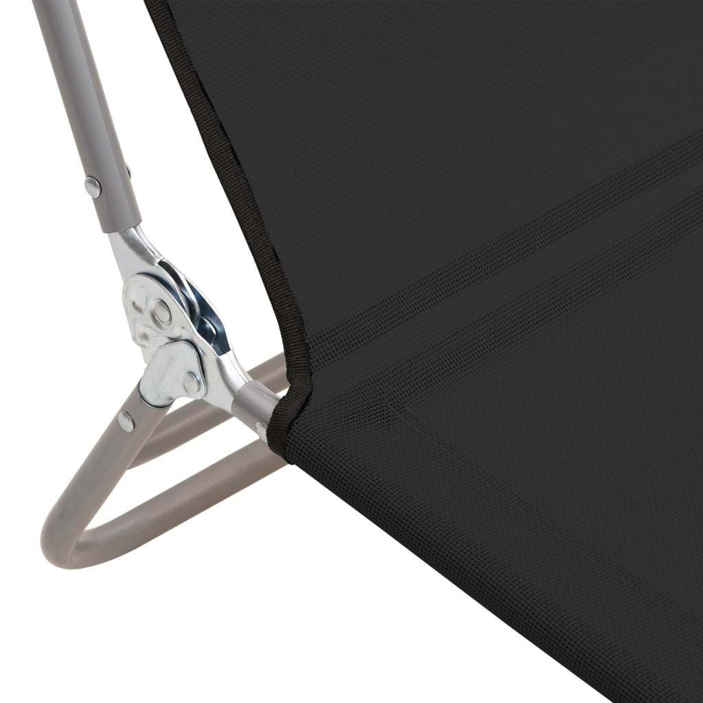 vidaXL Ξαπλώστρες Πτυσσόμενες 2 τεμ. Μαύρες από Textilene & Ατσάλι