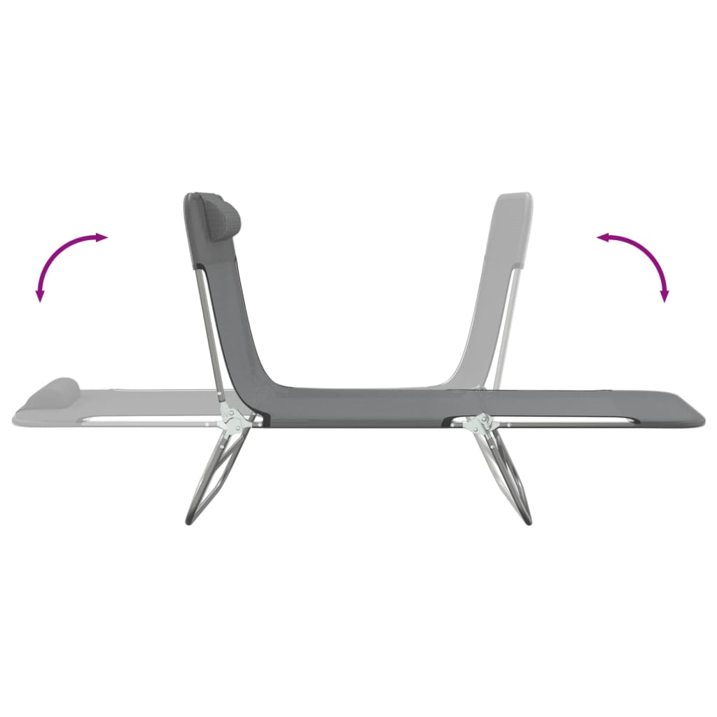 vidaXL Ξαπλώστρες Πτυσσόμενες 2 τεμ. Γκρι από Textilene & Ατσάλι