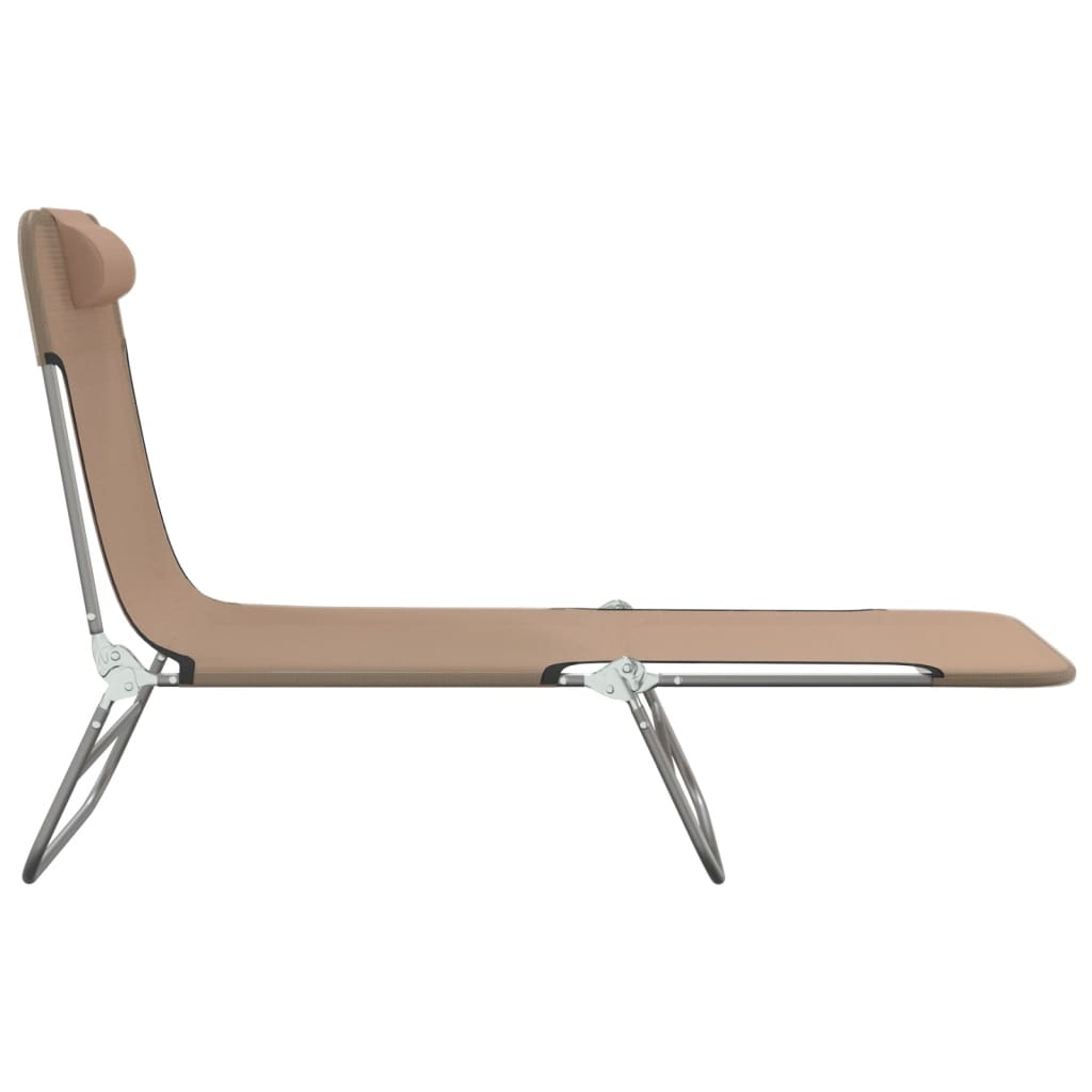 vidaXL Ξαπλώστρες Πτυσσόμενες 2 τεμ. Taupe από Textilene & Ατσάλι