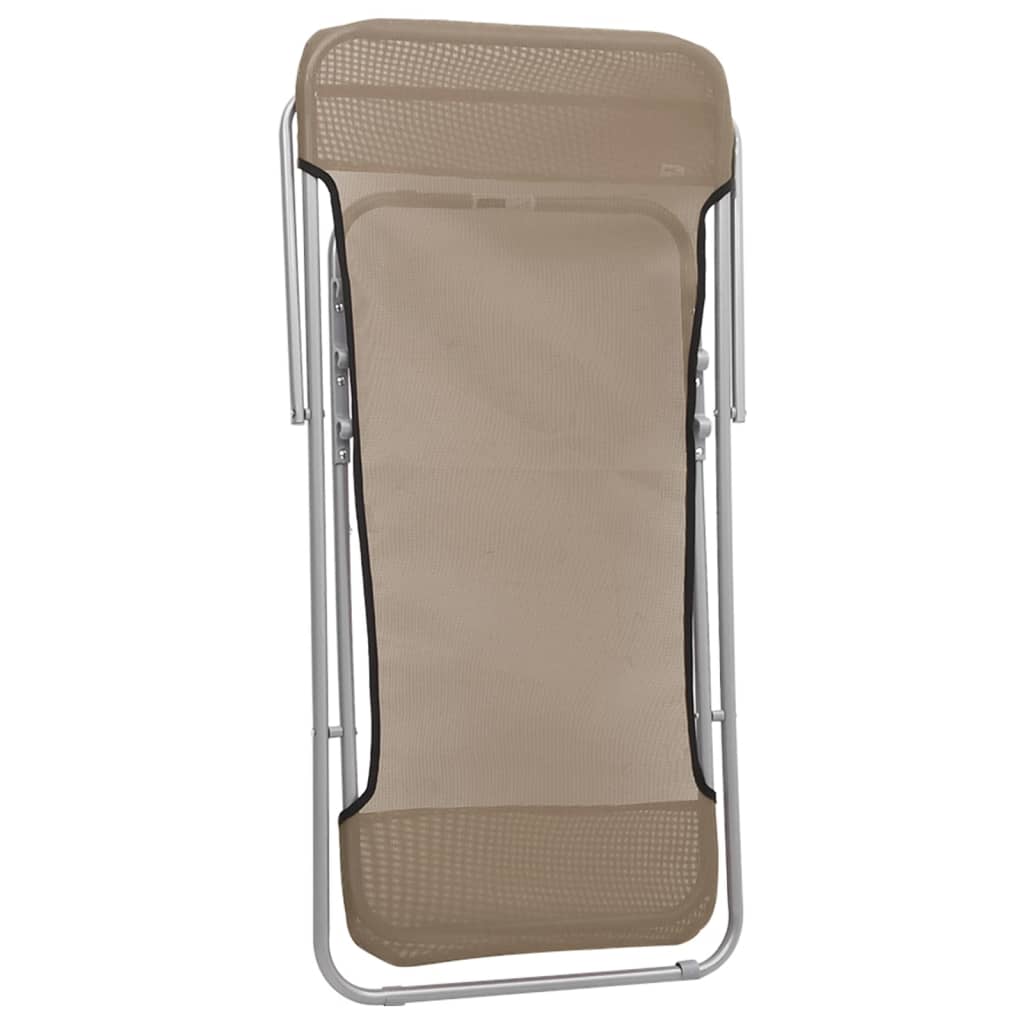 vidaXL Καρέκλες Παραλίας Πτυσ. 2 τεμ. Taupe Textilene&Ατσάλι με Πούδρα