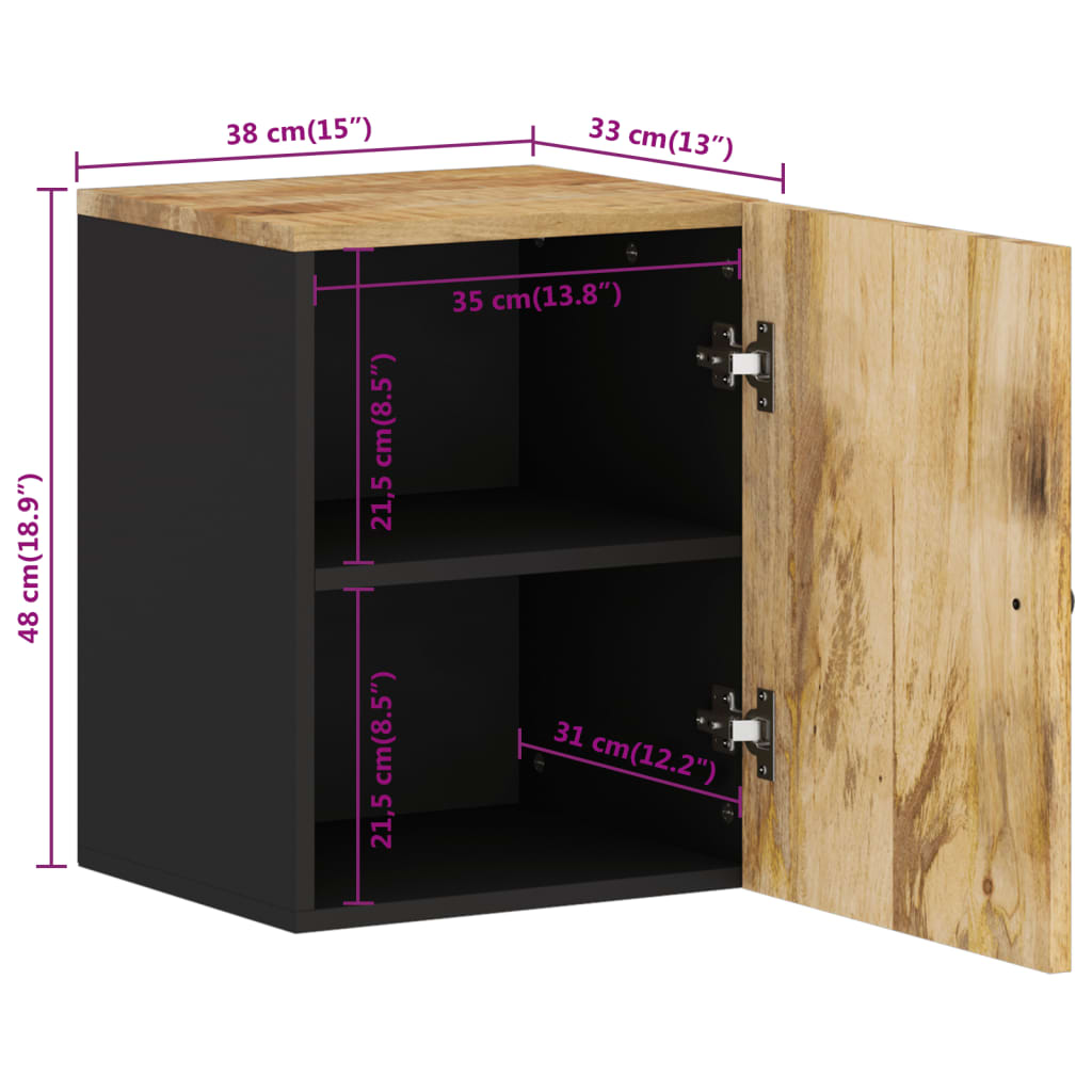 vidaXL Ντουλάπι Μπάνιου Επιτοίχιο 38x33x48 εκ. από Μασίφ Ξύλο Μάνγκο