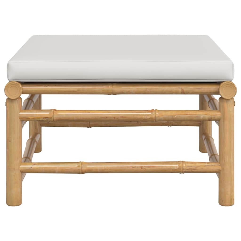 vidaXL Υποπόδιο Κήπου από Μπαμπού με Ανοιχτό Γκρι Μαξιλάρι