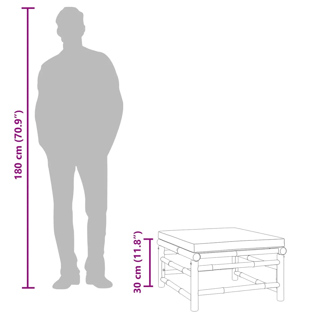 vidaXL Υποπόδιο Κήπου από Μπαμπού με Πράσινο Μαξιλάρι