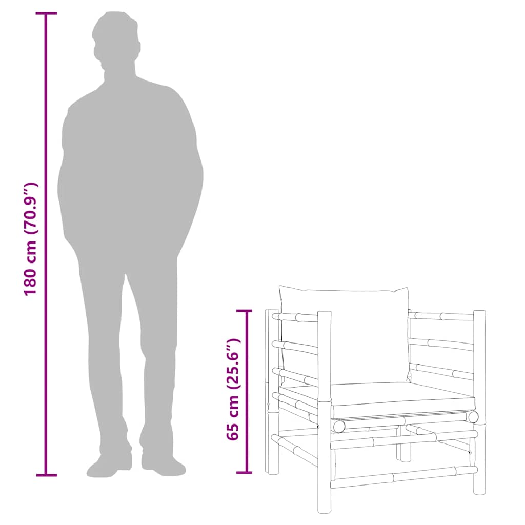vidaXL Καναπές Κήπου από Μπαμπού με Πράσινα Μαξιλάρια