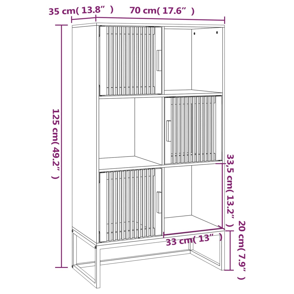 vidaXL Ντουλάπι Μαύρο 70 x 35 x 125 εκ. από Επεξεργασμένο Ξύλο