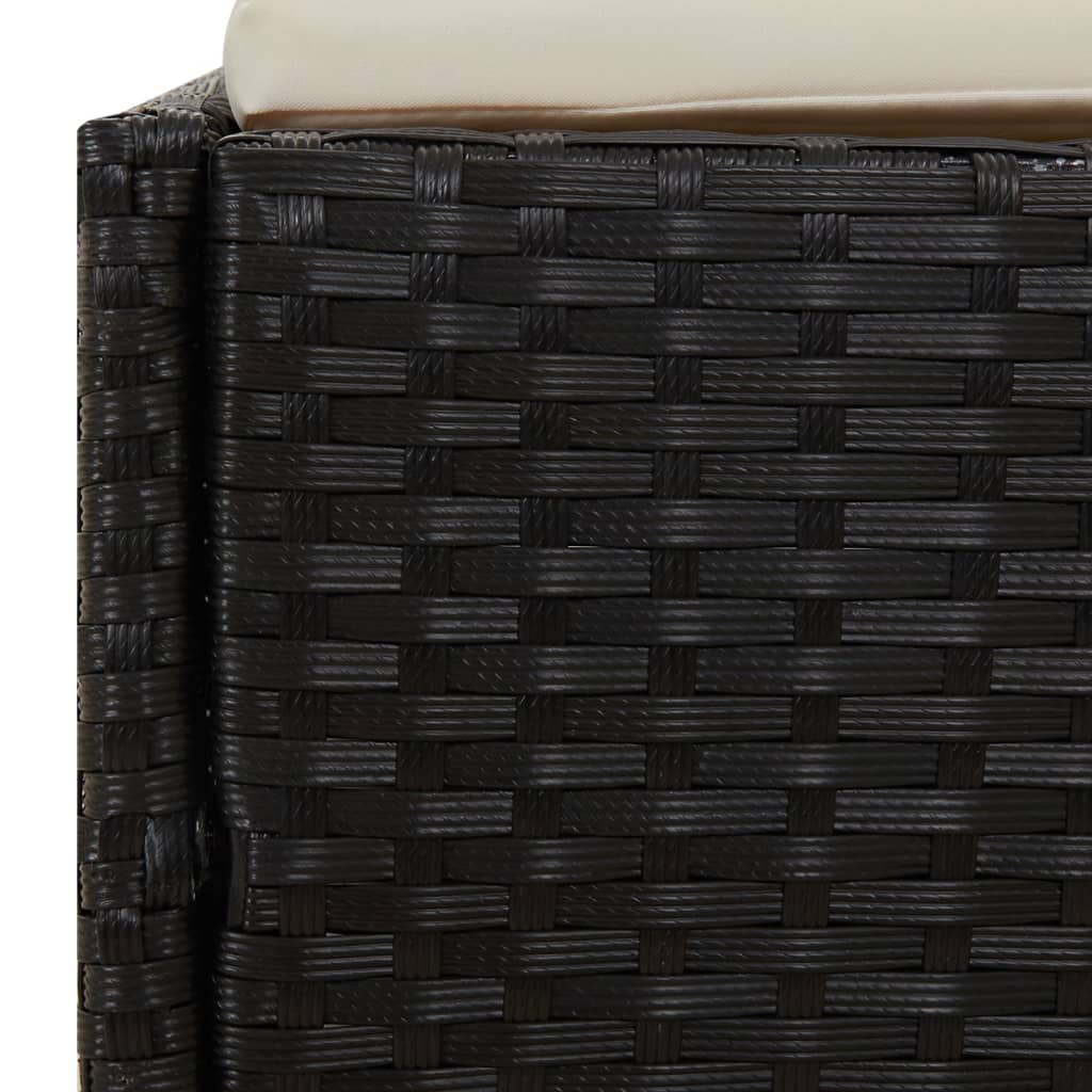 vidaXL Ξαπλώστρα με Πτυσσόμενη Οροφή Μαύρη 200x114x128 εκ. Συνθ. Ρατάν