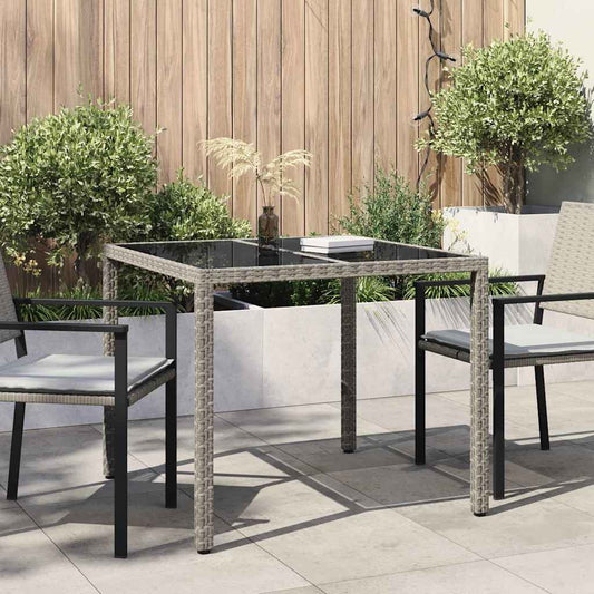 vidaXL Τραπέζι Κήπου Γκρι 90 x 90 x 75 cm συνθετικό ρατάν