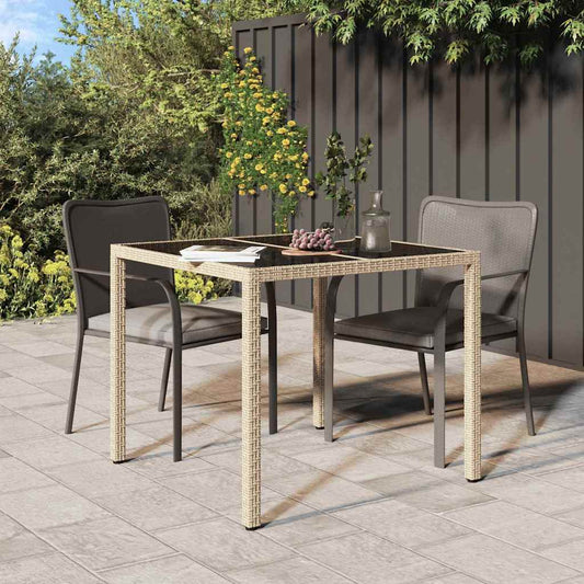 vidaXL Τραπέζι Κήπου για Φαγητό Μπεζ 90 x 90 x 75 cm Πολυ ράταν