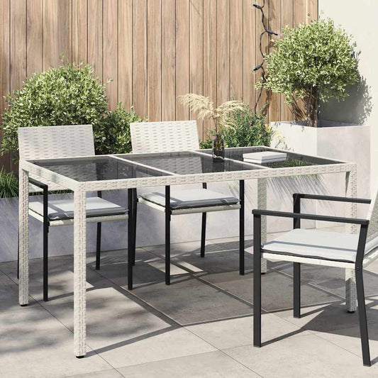 vidaXL Τραπέζι Κήπου Λευκό 150 x 90 x 75 cm συνθετικό ρατάν