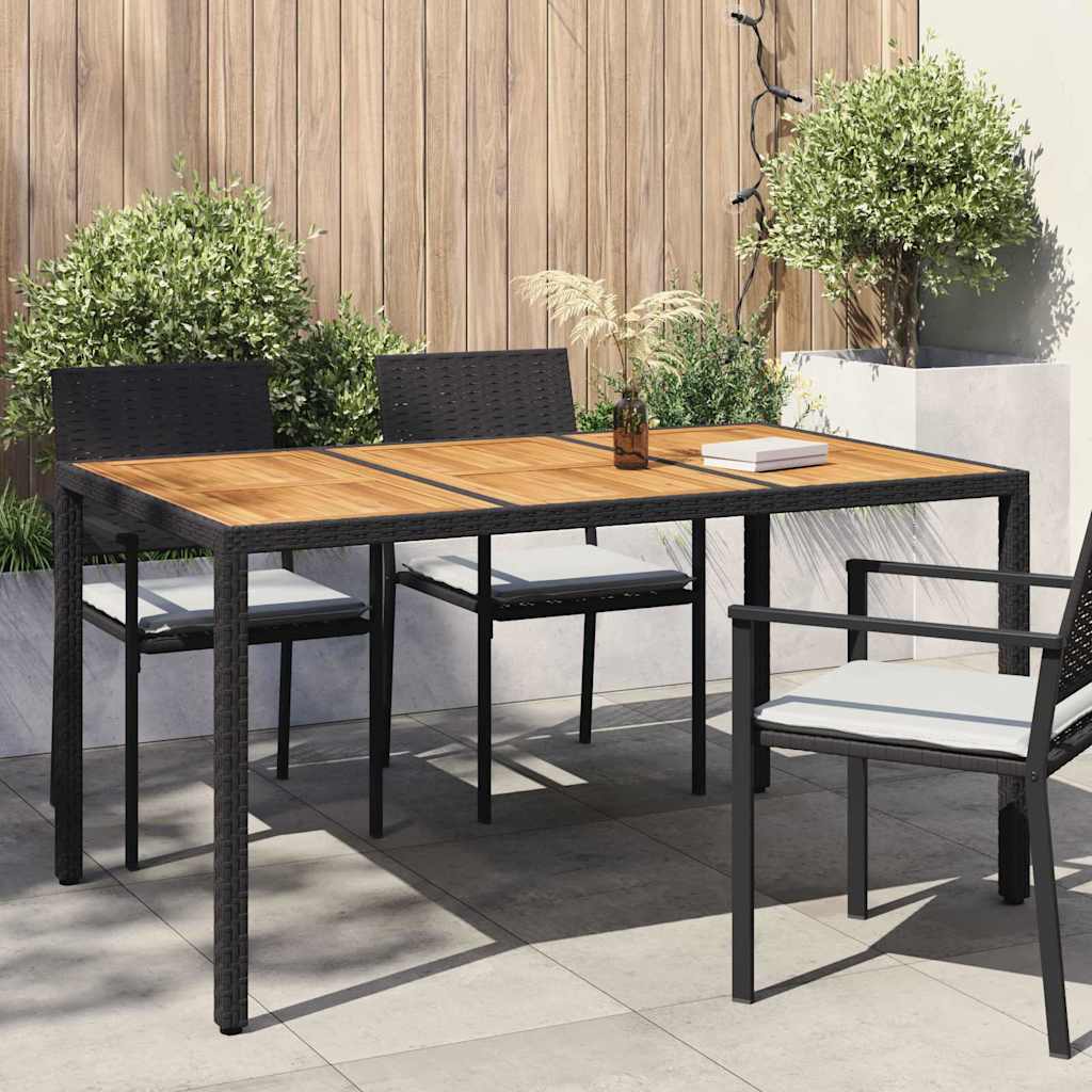 vidaXL Τραπέζι Κήπου Μαύρο 150 x 90 x 75 cm συνθετικό ρατάν