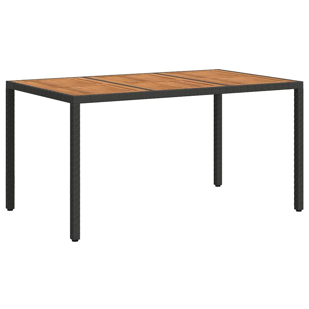 vidaXL Τραπέζι Κήπου Μαύρο 150 x 90 x 75 cm συνθετικό ρατάν