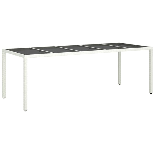vidaXL Τραπέζι Κήπου Λευκό 250x100x75 εκ. Συνθετ. Ρατάν/Ψημένο Γυαλί