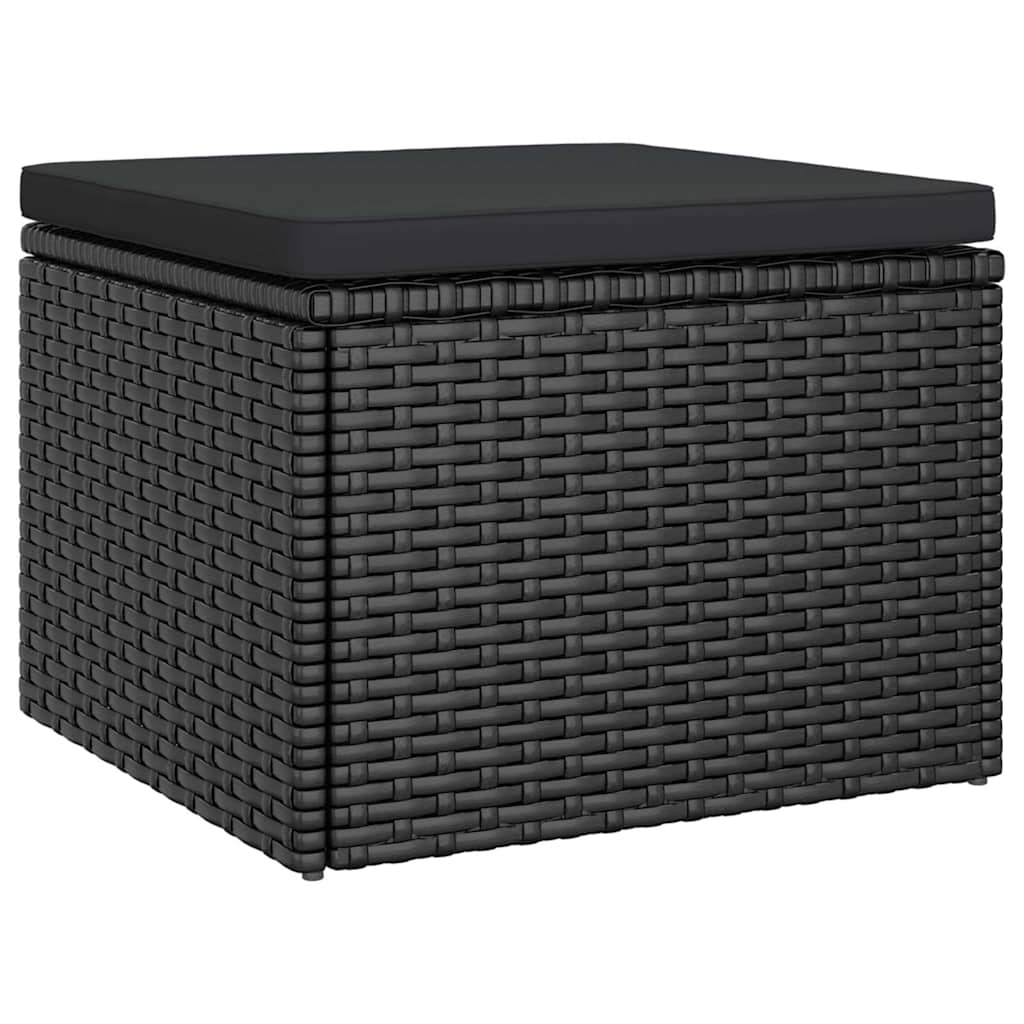 vidaXL Καναπές Κήπου Τριθέσιος Μαύρος Συνθ. Ρατάν με Οροφή/Υποπόδιο