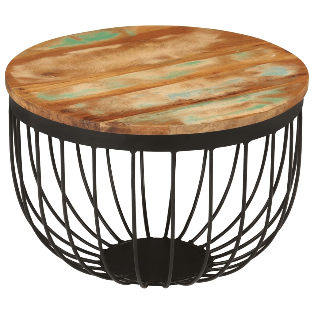 vidaXL Τραπεζάκι Σαλονιού Ø50x35 εκ. Μασίφ Ανακυκλωμένο Ξύλο & Ατσάλι