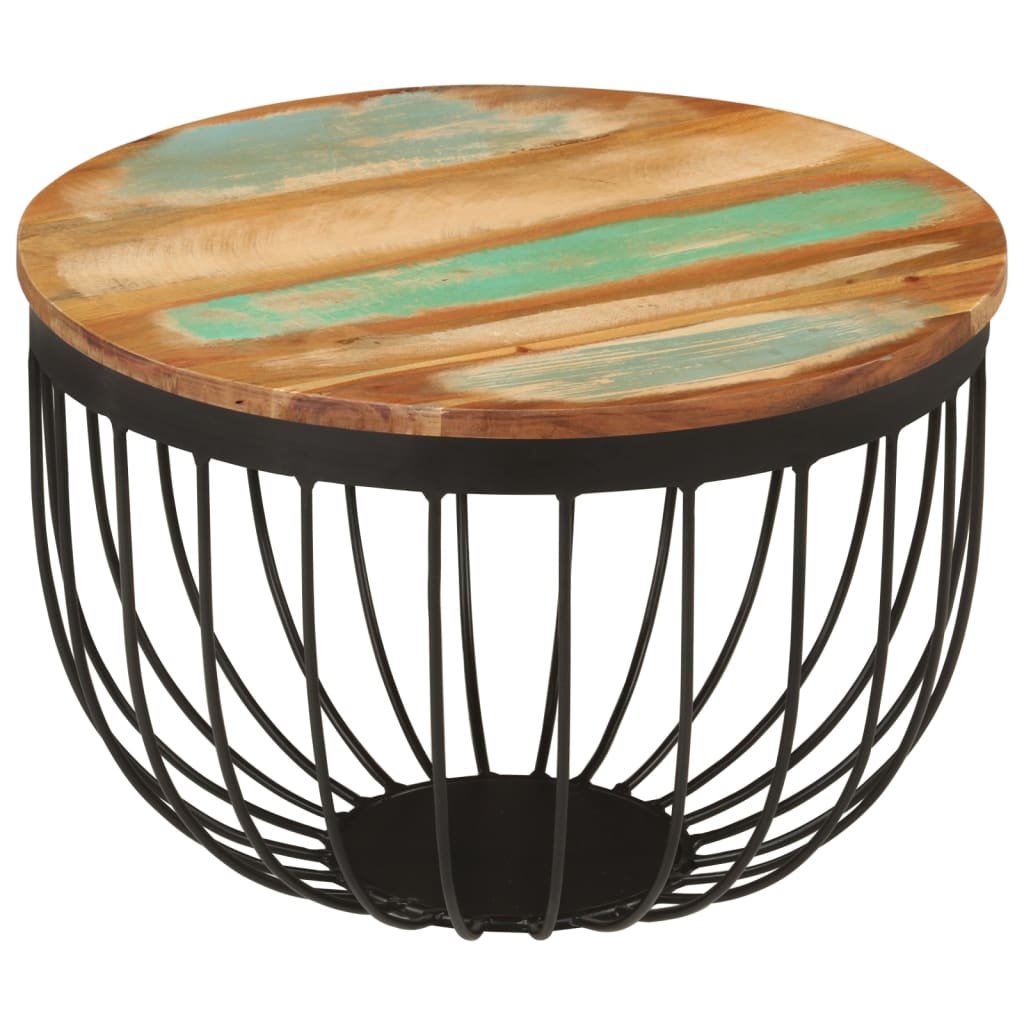vidaXL Τραπεζάκι Σαλονιού Ø50x35 εκ. Μασίφ Ανακυκλωμένο Ξύλο & Ατσάλι