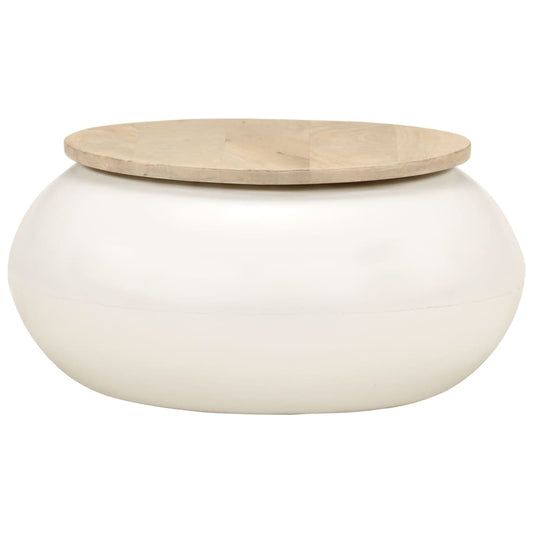 vidaXL Τραπεζάκι Σαλονιού Λευκό 51 x 51 x 27 εκ. από Μασίφ Ξύλο Μάνγκο