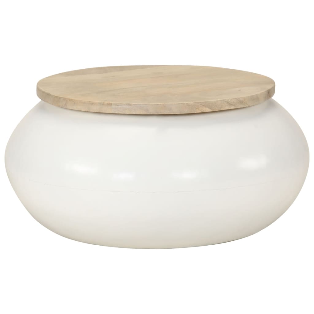 vidaXL Τραπεζάκι Σαλονιού Λευκό 51 x 51 x 27 εκ. από Μασίφ Ξύλο Μάνγκο