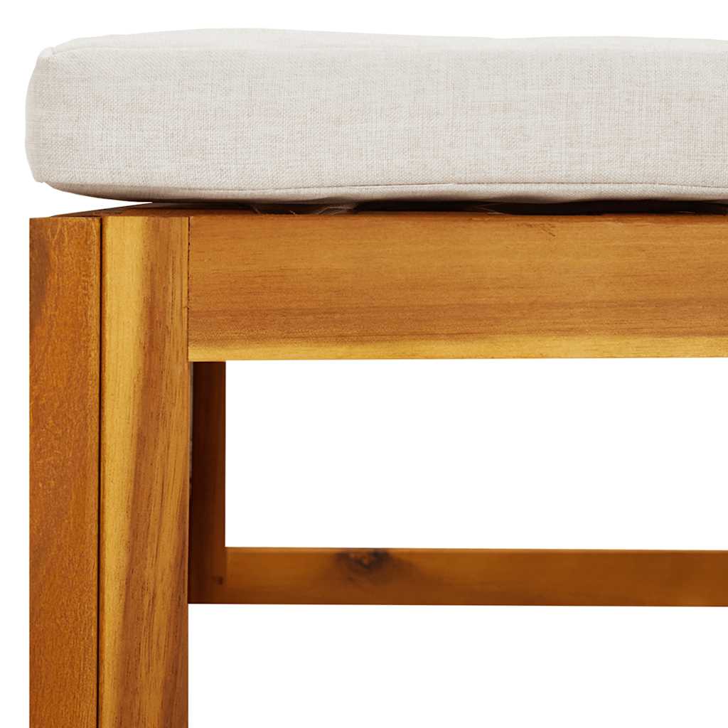 vidaXL Υποπόδιο Κήπου Μασίφ Ξύλο Ακακίας με Ανοιχτό Γκρι Μαξιλάρι