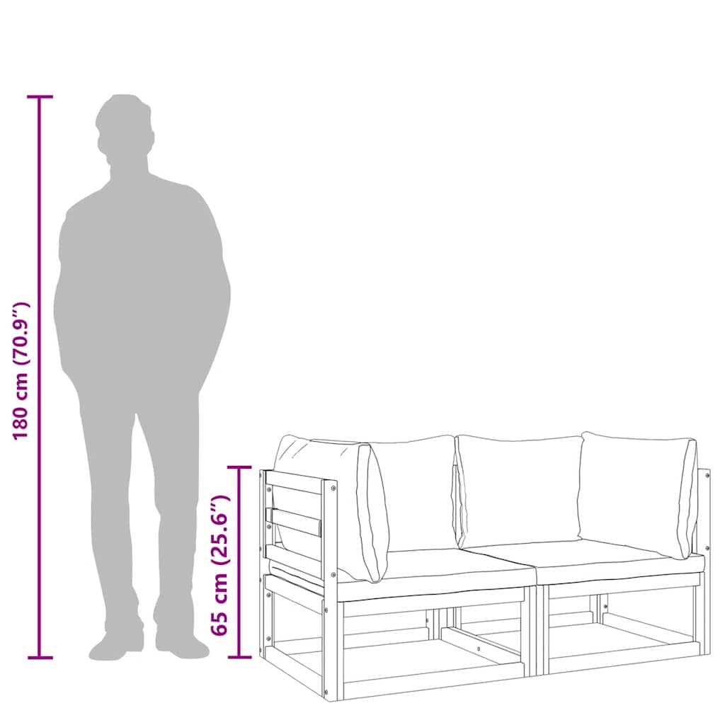 vidaXL Γωνιακοί Καναπέδες 2 τεμ. Μασίφ Ακακία με Πράσινα Μαξιλάρια