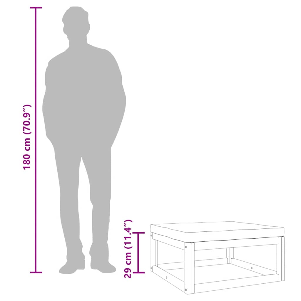 vidaXL Υποπόδιο Κήπου από Μασίφ Ξύλο Ακακίας με Πράσινο Μαξιλάρι