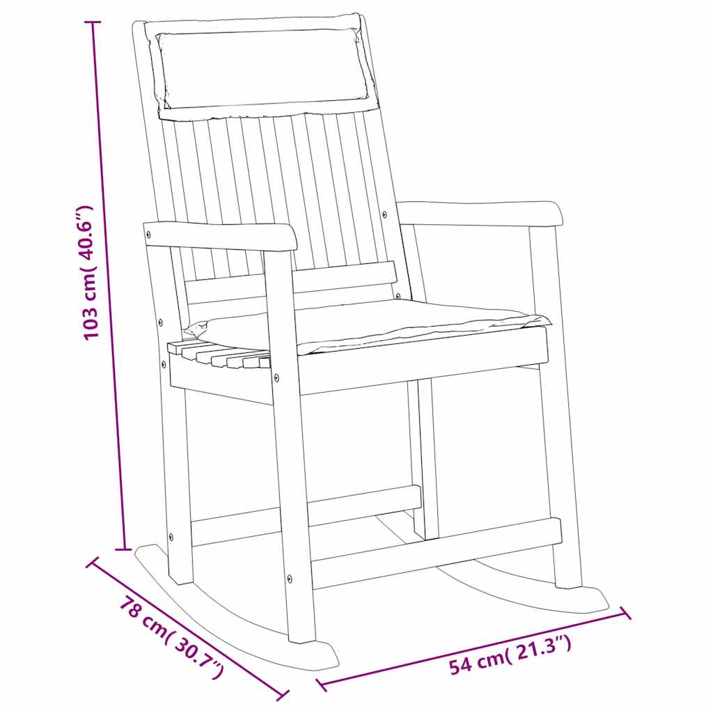 vidaXL Καρέκλα Κουνιστή από Μασίφ Ξύλο Ακακίας με Μαξιλάρια