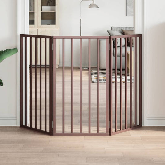 vidaXL Διαχωριστικό Σκύλων Πτυσσόμενο 3 Πάνελ Καφέ 150 εκ. Ξύλο Λεύκας