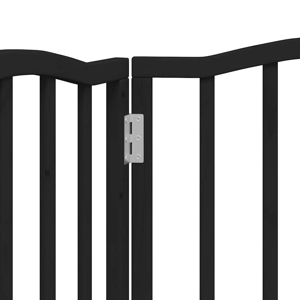 vidaXL Διαχωριστικό Σκύλων Πτυσσόμενο 3 Πάνελ Μαύρο 150 εκ Ξύλο Λεύκας