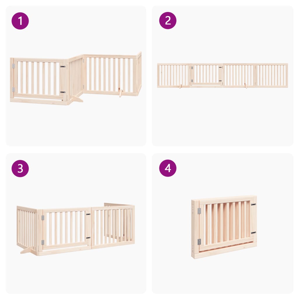 vidaXL Διαχωριστικό Σκύλων/Πόρτα Πτυσσόμενο 4 Πάνελ 320εκ. Ξύλο Λεύκας