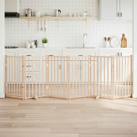 vidaXL Πόρτα Σκύλου με Πόρτα, Πτυσσόμενη, 6 Πάνελ, 300 εκ. από Μασίφ Ξύλο Έλατου