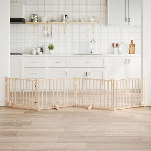 vidaXL Διαχωριστικό Σκύλων/Πόρτα Πτυσσόμενο 4 Πάνελ 320εκ. Μασίφ Ελάτη