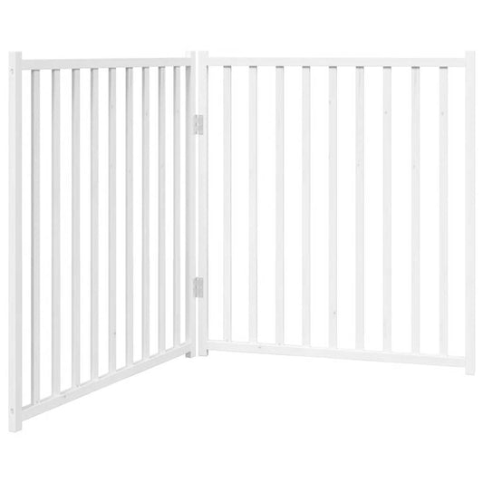 vidaXL Διαχωριστικό Σκύλων Πτυσσόμενο 2 Πάνελ Λευκό 160 εκ Μασίφ Ελάτη