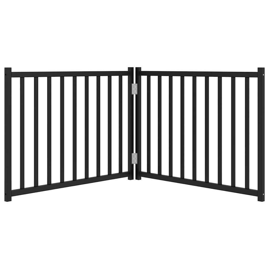 vidaXL Διαχωριστικό Σκύλων Πτυσσόμενο 2 Πάνελ Μαύρο 160 εκ Μασίφ Ελάτη