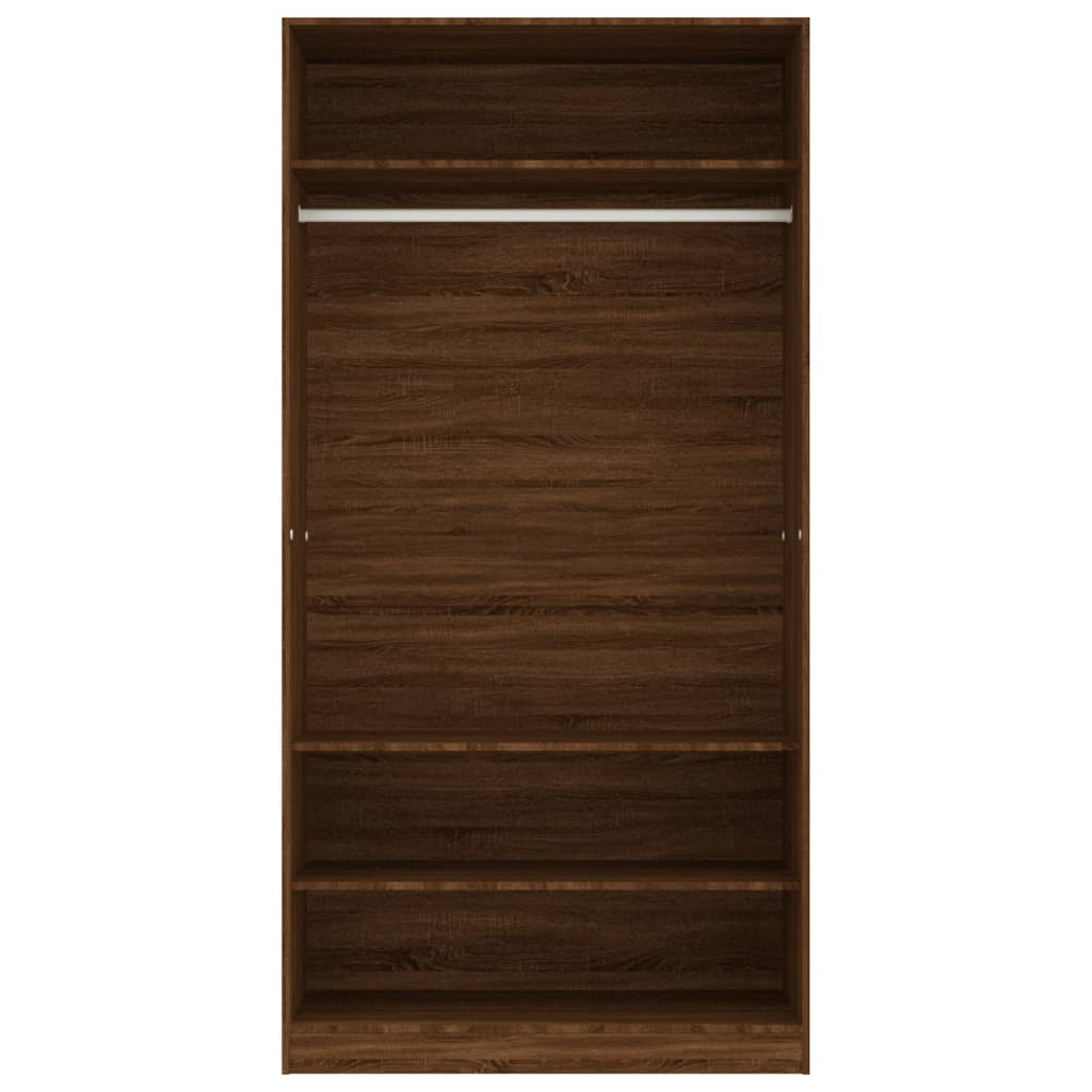 vidaXL Ντουλάπα Καφέ Δρυς 100x50x200 εκ. από Επεξεργασμένο Ξύλο