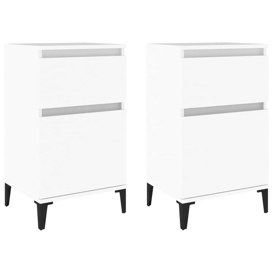 vidaXL Κομοδίνα 2 τεμ. Λευκά 40 x 35 x 70 εκ.