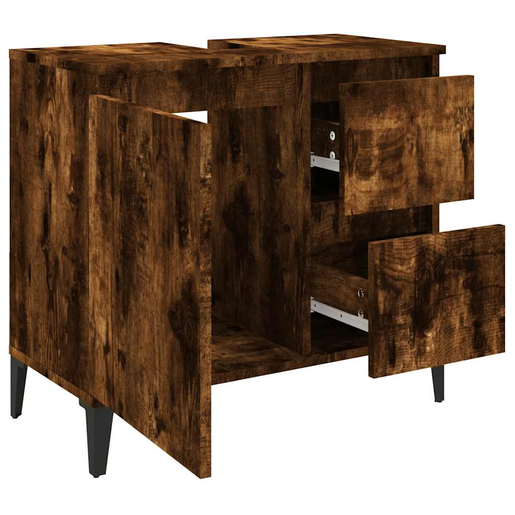 vidaXL Ντουλάπι Μπάνιου Καπνιστή Δρυς 65x33x60 εκ. Επεξεργασμένο Ξύλο