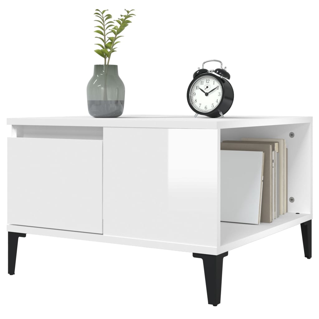 vidaXL Τραπεζάκι Σαλονιού Γυαλ. Λευκό 55x55x36,5 εκ. Επεξεργ. Ξύλο