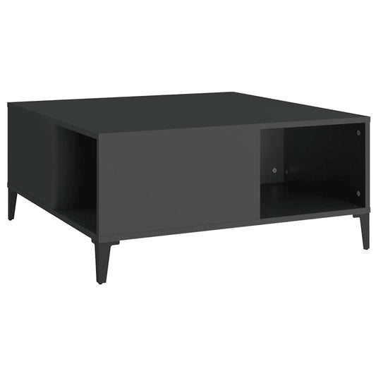 vidaXL Τραπεζάκι Σαλονιού Μαύρο 80 x 80 x 36,5 εκ. Επεξεργασμένο Ξύλο