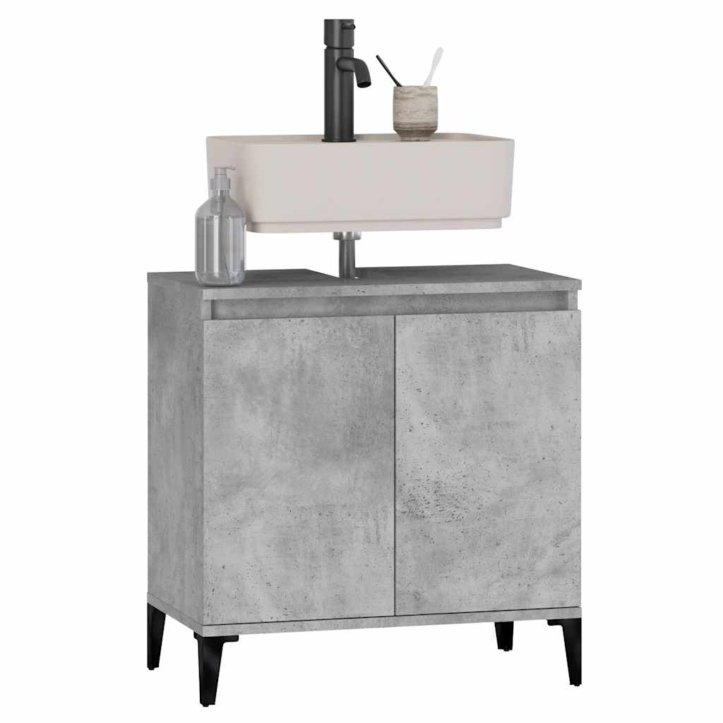 vidaXL Ντουλάπι Νιπτήρα Γκρι Σκυρ. 58x33x60 εκ. Επεξεργασμένο Ξύλο
