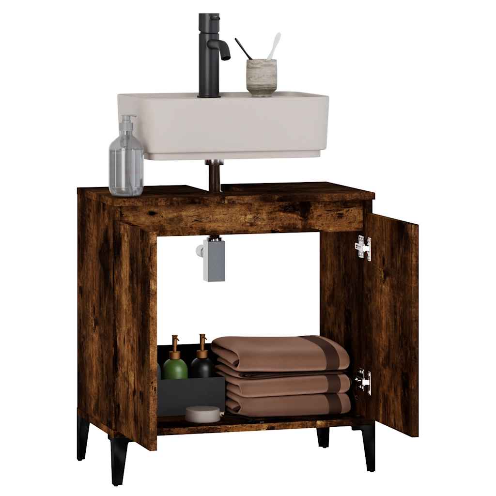 vidaXL Ντουλάπι Νιπτήρα Καπνιστή Δρυς 58x33x60 εκ. Επεξεργ. Ξύλο