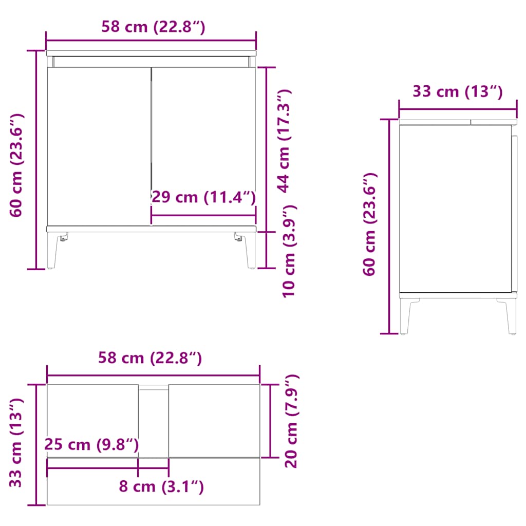 vidaXL Ντουλάπι Νιπτήρα Καπνιστή Δρυς 58x33x60 εκ. Επεξεργ. Ξύλο