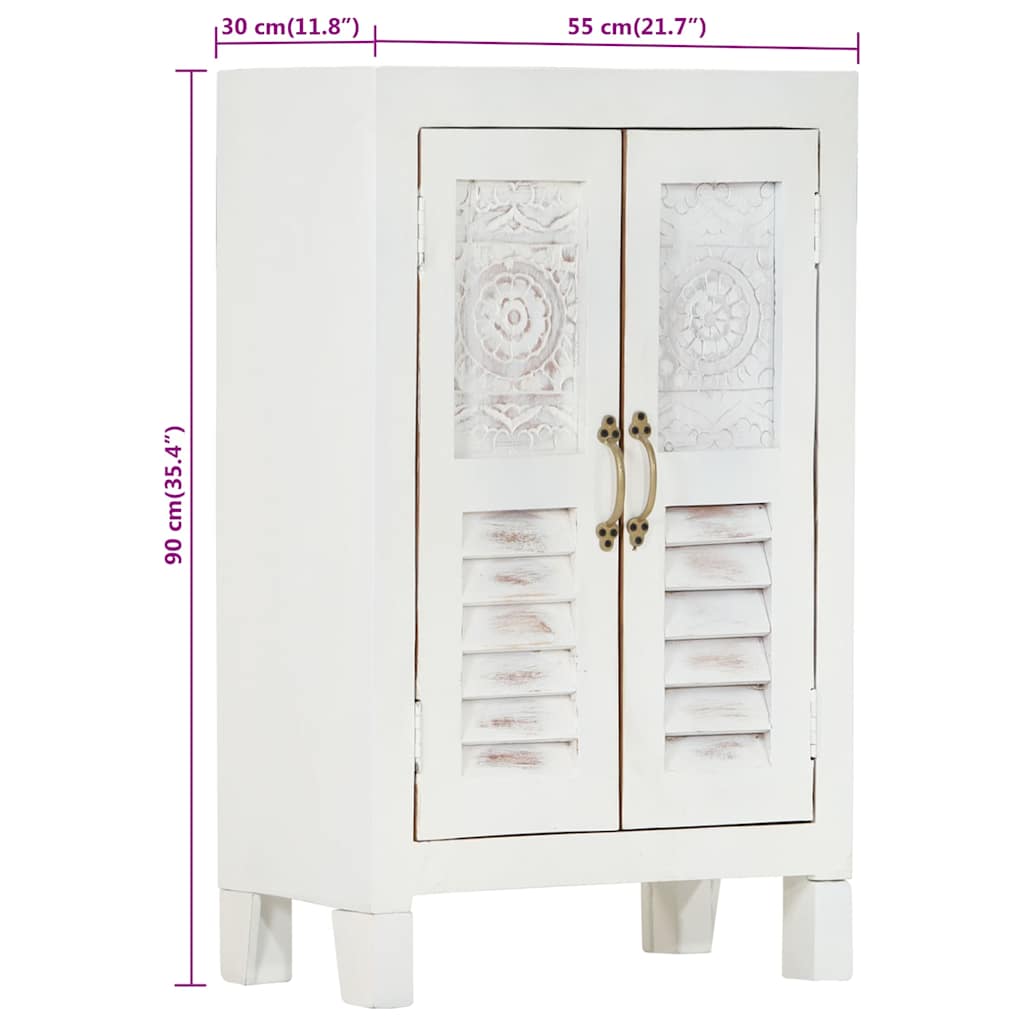 vidaXL Ντουλάπι Λευκό 55 x 30 x 90 εκ. από Μασίφ Ξύλο Ακακίας